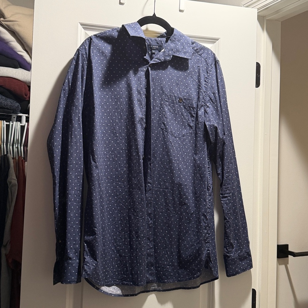 Ted Baker Navy Floral Button-Up Shirt